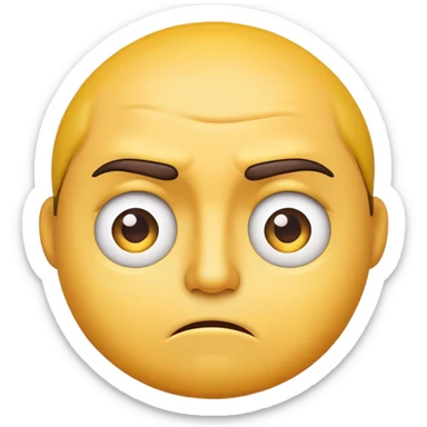 an yellow face emoji with like a a confuse look of disgust like? sticker