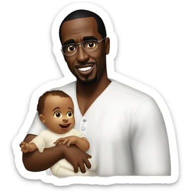 P diddy with a baby and oil sticker