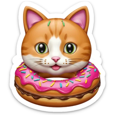 Un gato comiendo una dona sticker