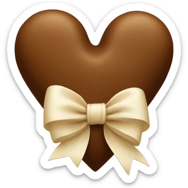 brown heart with a cream bow  sticker