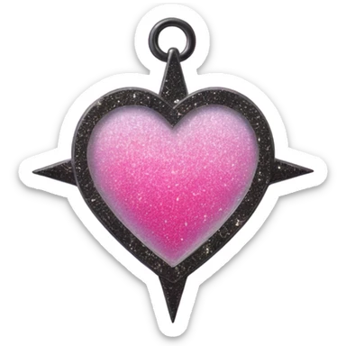 Pink ombre heart shaped compass with glitter sticker