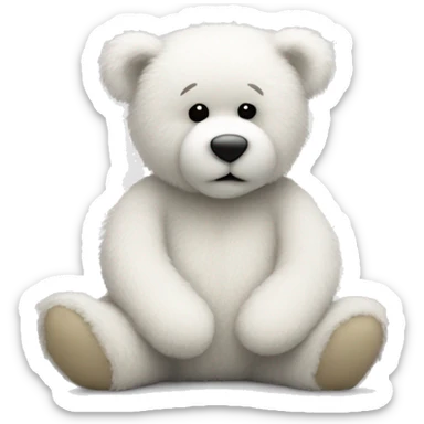 White fluffy teddy bear sitting down sticker