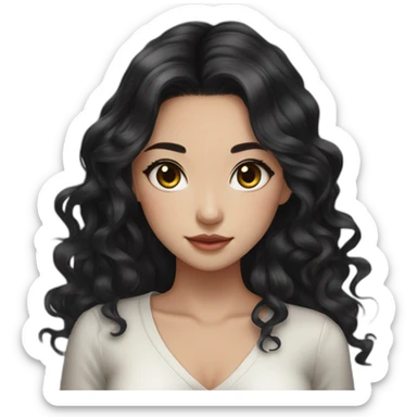 Beautiful girl,Black hair,wavy hair，long hair,Black eyes,Chinese sticker