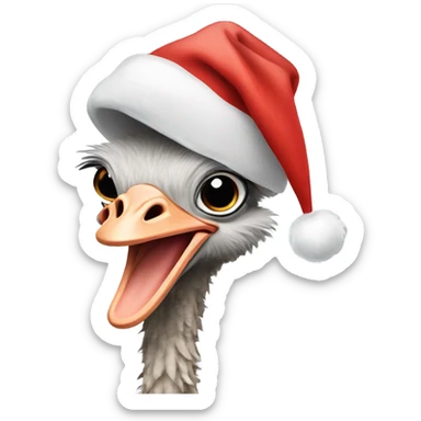 Ostrich in a Santa hat  sticker