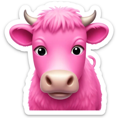 Pink fuzzy cow sticker