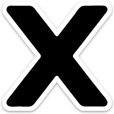 the letter X as a solid black filled icon, minimal and modern sticker