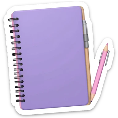 soft purple notebook with spiral binding and a light pink pencil placed on it sticker