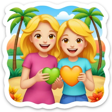 Girls having fun outdoors sticker