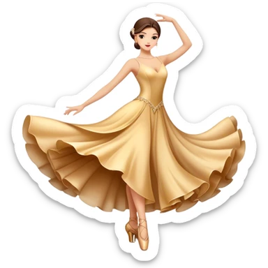 humanless Icon for Ballroom Dance: elegant dance shoes, a flowing ballroom dress, and a dance floor with soft lighting. The icon should capture the grace, elegance, and style of ballroom dancing. Transparent background. sticker