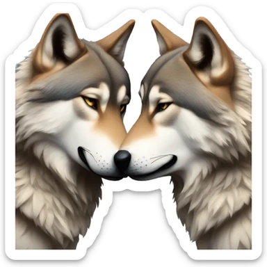2 wolves kissing sticker