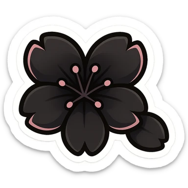 goth sakura heart, heart made of black sakura petals with pink accents, adorable and bold sticker
