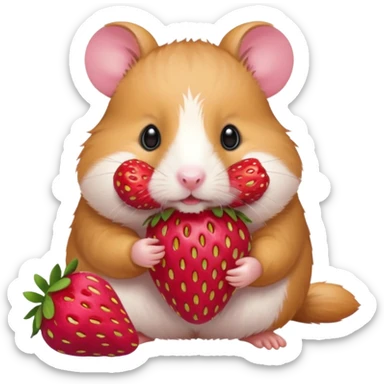 hamster eating strawberries sticker