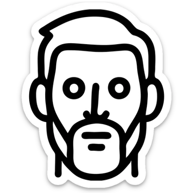 Messi face reduced to basic geometric forms, Airbnb category icon style, extremely minimal, thick lines, no text sticker