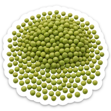 loose scatter of dried split peas with a soft matte surface and muted green to yellow-green tones, each half-pea smooth, round-edged, slightly flattened, clean natural break, no bowl or extras, apple emoji style, soft lighting, subtle shadows, transparent background, emoji scale sticker