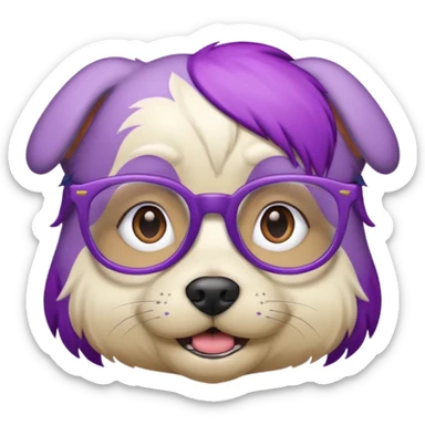 purple haired dog wearing glassess sticker