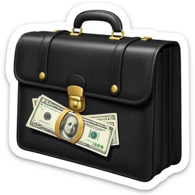 maletin cerrado que se le escapan un par de billetes por los costados sticker