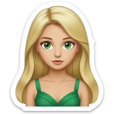 Fille cheuveux blond longt yeux vert  maquiller robe  Métisse chronique sticker