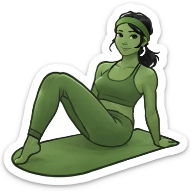 Girl with black hair doing pilates sticker