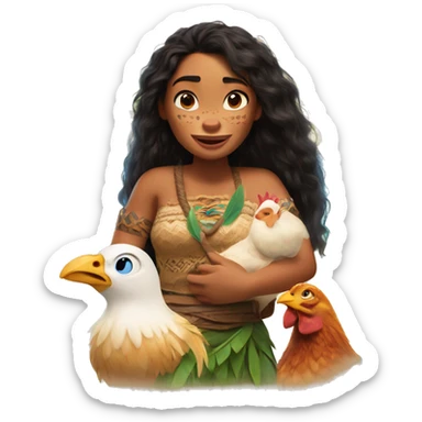 Moana and her chicken from Moana sticker