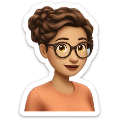 Póster Disney Pixar mujer morena pelo largo marrón con lentes sticker