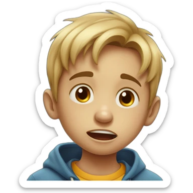 Caricatura de niño llorando de emoción  con lágrimas  sticker