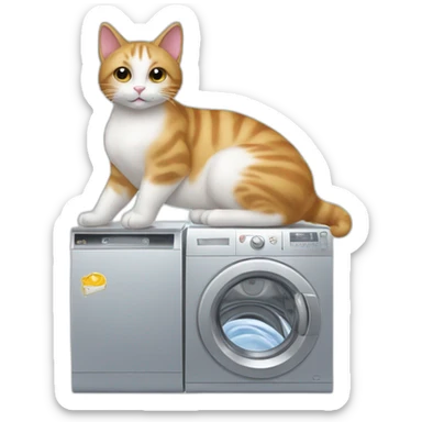 A cat sitting on top of a washing machince sticker