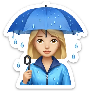 she getting wet (umbrella, dripping hair) sticker