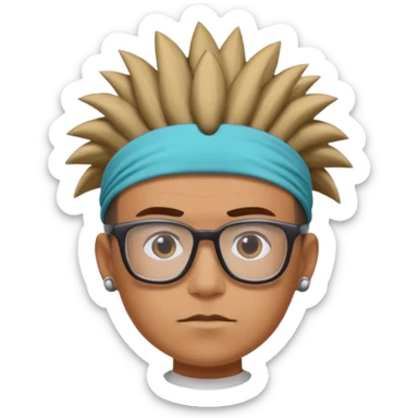 extreme mohawk person face headband glassess sticker