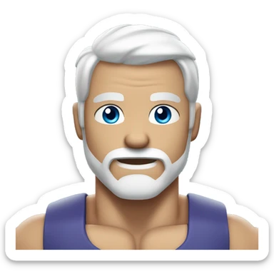 Muscly man with white hair and beard and blue eyes and muscles flexing  sticker