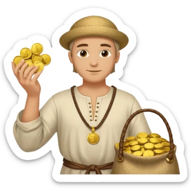 a white merchant in medieval time  sticker