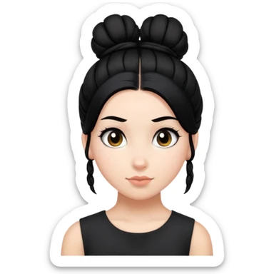 The girl has tied her hair into a black bun. sticker