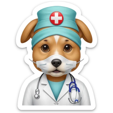 doctor dog Wearing Medical Mask sticker