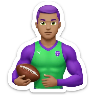 sports icon in neon purple and green, football sticker