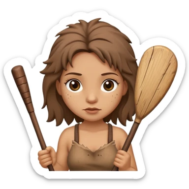 cute cave woman with big eyes and a club sticker