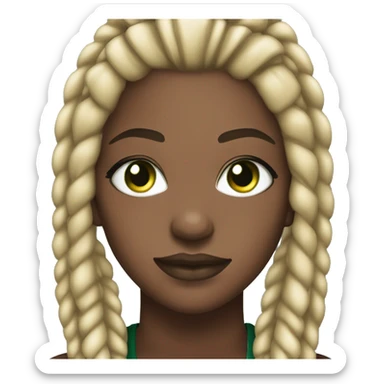 black woman blonde cornrows green almond eyes full lips sticker