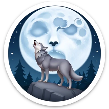 Full Moon with Howling Wolf sticker