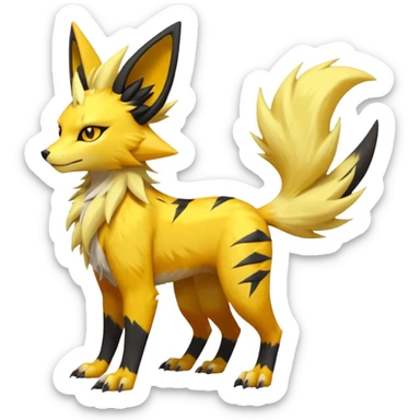 Feral Quadrupedal Digitigrade Luxray-Jolteon-Renamon-Zeraora-Vernid-fusion-hybrid-creature, full body  sticker
