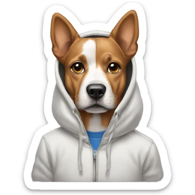 Dog wearing a hoodie and some basketball shoes sticker