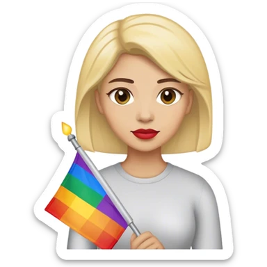 woman with lgbt flag sticker