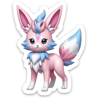 Sylveon-Delcatty-Fakémon-hybrid-creature (full body)  sticker