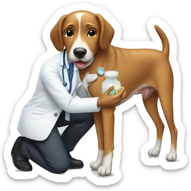 Dog receiving vaccine sticker