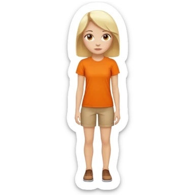 woman with blond hair standing showing full body with orange shirt sticker