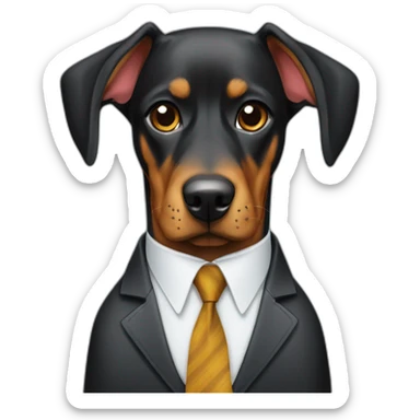Doberdore dog (floppy ears) in tie and with briefcase  sticker