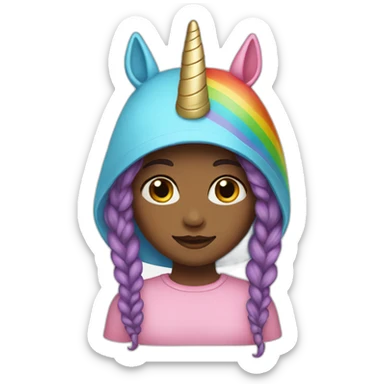 Girl-with-raibow-unicorn-hat sticker