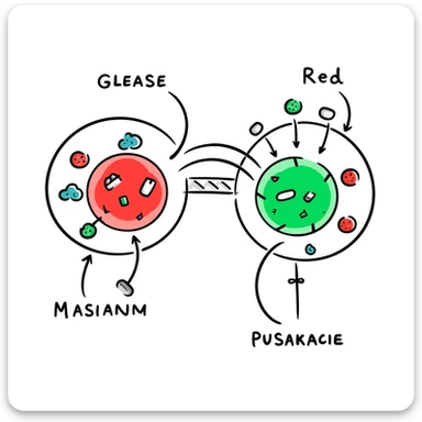 Anti-diabetic treatment visualization: hand-drawn diagram comparing high glucose state (red side) versus treated state (green side) with medication symbols, insulin receptors, and cellular glucose uptake. Colorful educational illustration with before/after comparison and labeled components. sticker