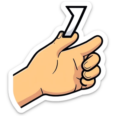 hand holding an X with a shadow effect sticker