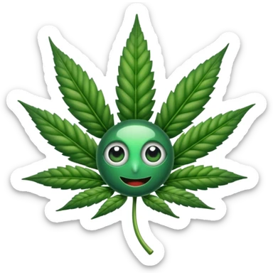 crea una planta de marihuana con ojos sticker