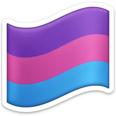 I want a flag, I want the first stripe at the very top of the flag to be pink 🩷. The middle stripe will be the color purple 💜. And finally the bottom stripe will be the color blue 💙. Only those three colors in that exact order. Make the colors more vibrant sticker
