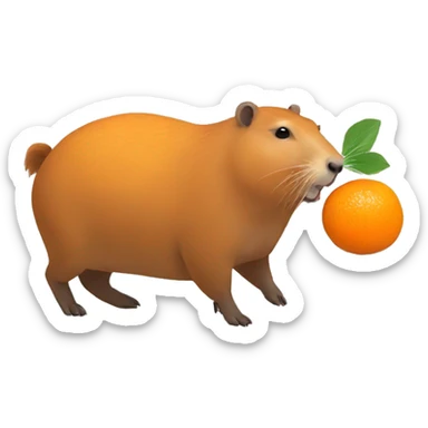 capybara with mandarin orange flying sticker