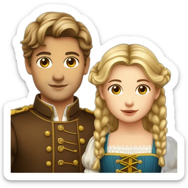 young bavarian in brown hair with young south tyrolian girl with blond hair sticker